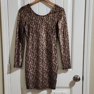 Haute Monde Black and Gold Long Sleeve Dress